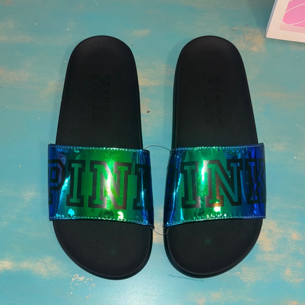 Victoria's Secret Black and Iridescent Sandals